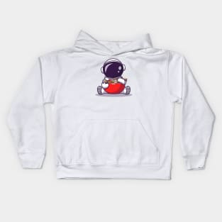 Cute Astronaut Eat Ramen Kids Hoodie